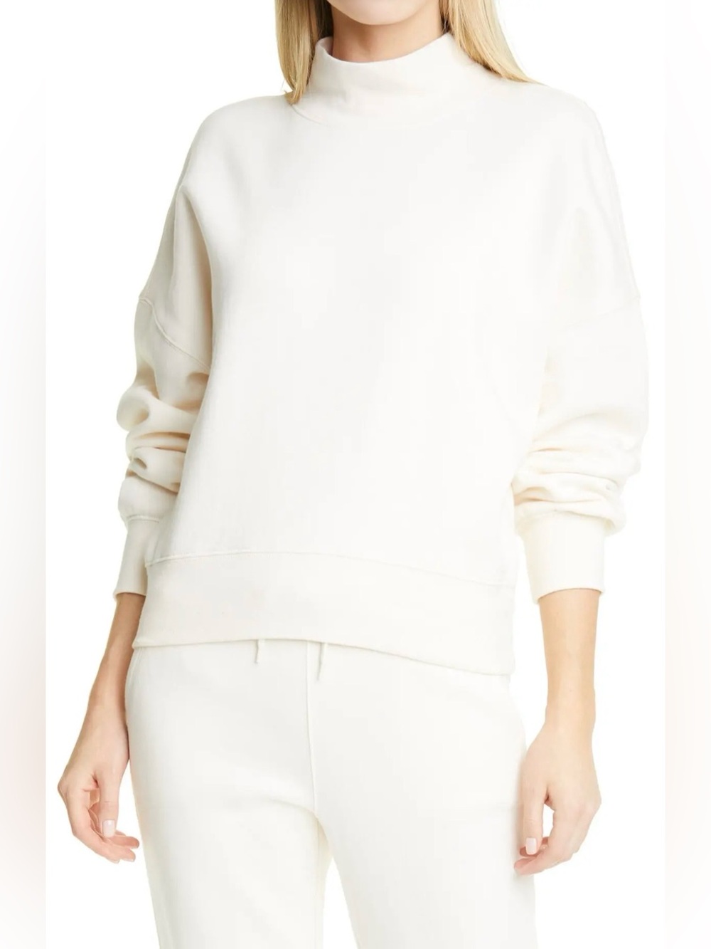Rails Blaire Mock Neck Boxy Sweatshirt Ivory Cream Size L
